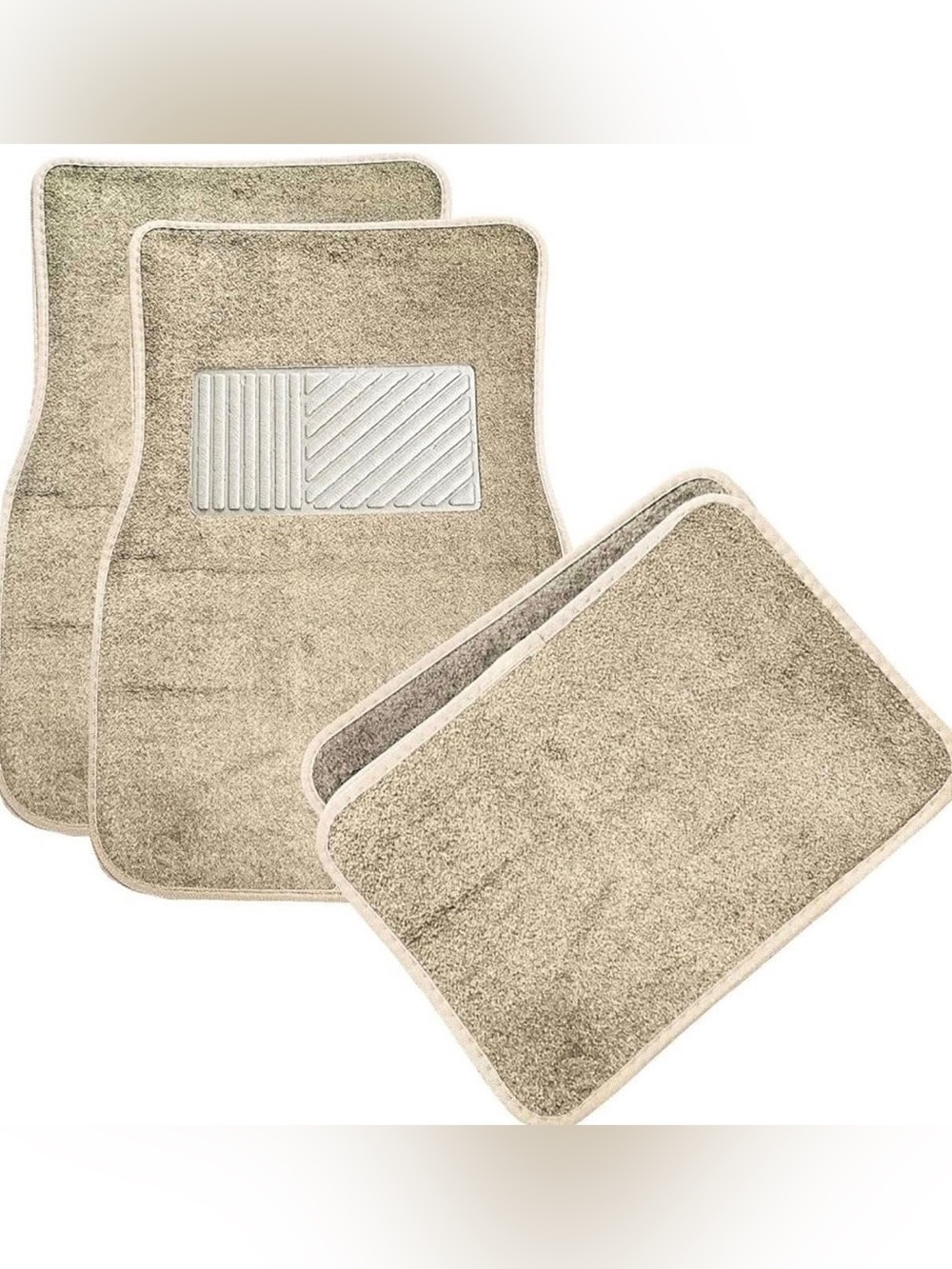 MUQIDA 4PCS Car Floor Mats, Anti-Slip Waterproof, Universal Trim to Fit (Beige)